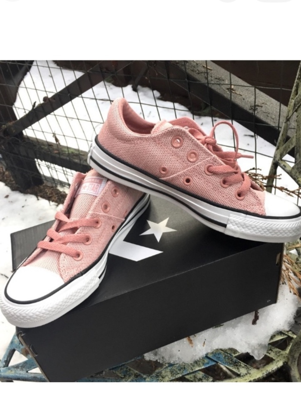 Converse Pink Low-Top Canvas Sneakers with White Toe Cap